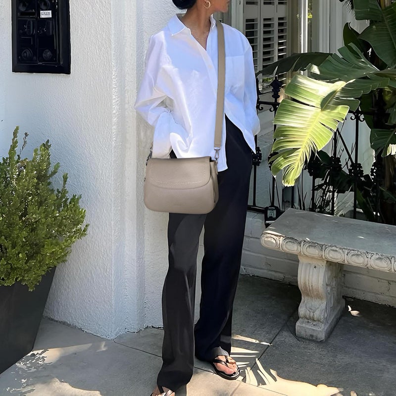 befen Real Leather Crossbody Purse for Women, Anti-Theft Womens Medium Size Saddle Purses Handbags Bag with Built in RFID Blocking Wallet Taupe - Image 2