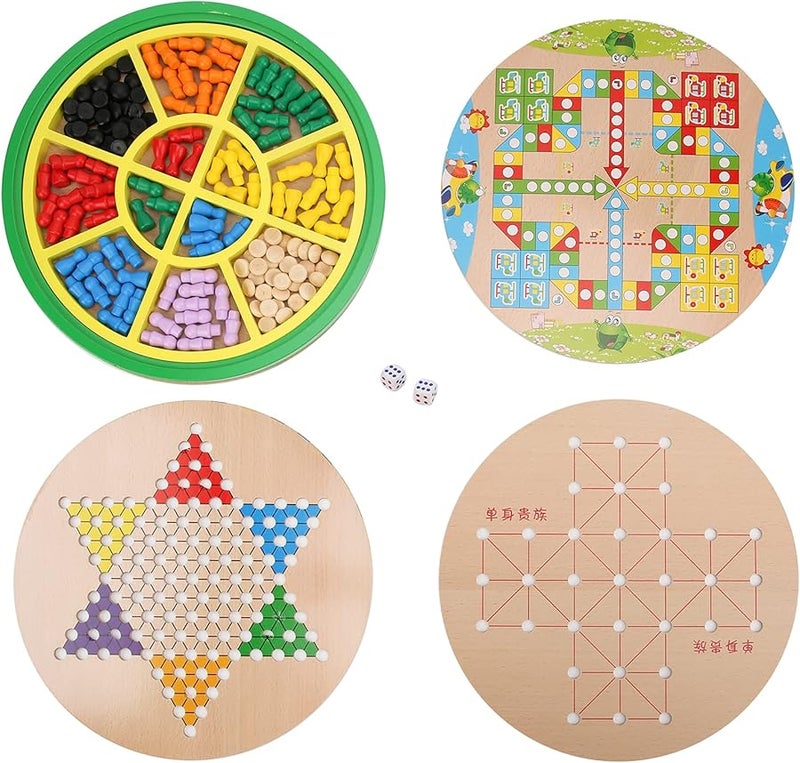 لوح ألعاب تعليمي متعدد الوظائف خشبي 5 في 1 سودوكو، داما، شطرنج طائر - Image 1