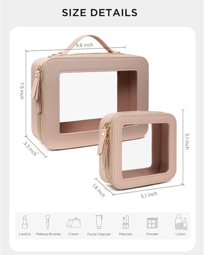 LETGO Clear Makeup Bags Set - TSA Approved Toiletry Bag with Handle Large Opening, Clear Toiletry Bags Case Pouch for Traveling Travel Car Orangizer Storage Essentials (Mini+Large Nude) - Image 2