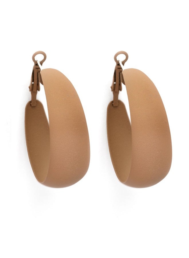 KARATCART Matte Finish Brown Graduating Hoop Earrings - Image 5