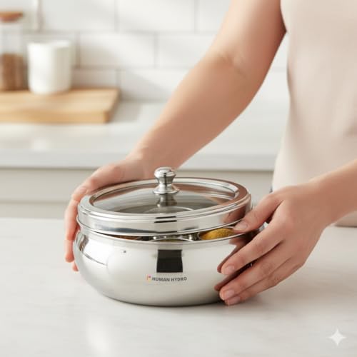 Human Hydro Premium Belly Shape Masala Dabba (22 cm, 7-in-1) | Large Stainless Steel Spice Box with See-Through Lid, 7 Containers & 1 Spoon | Family-Size Masala Box - Image 3