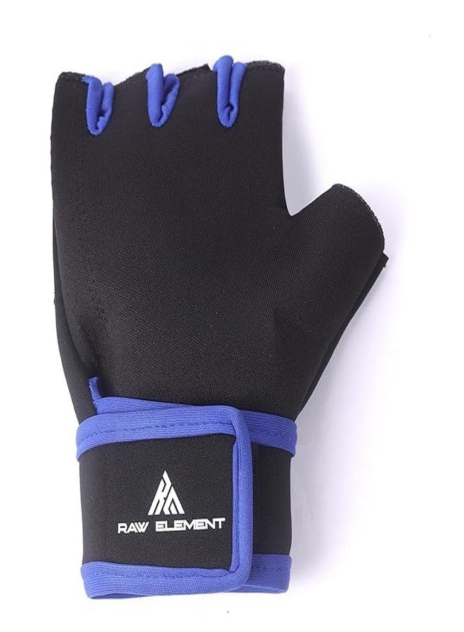 Raw Element Half-Finger Gym Gloves with Wrist Support - Padded, Breathable Gloves for Weightlifting, Training, Cycling & Rowing Workouts (Blue) - Image 3