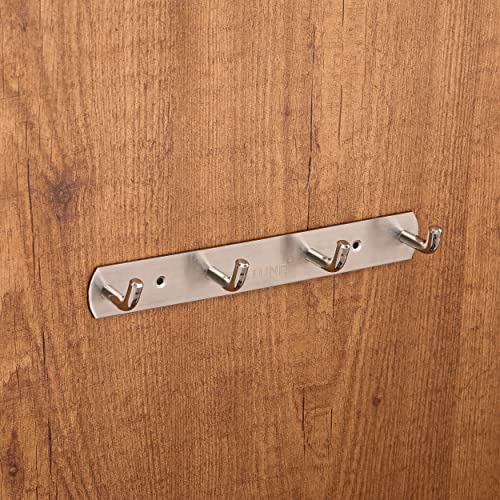 FORTUNE Stainless Steel Bathroom Accessories Hooks Plate| Wall Mounting and Door Back Hanger Pins for Hanging Cloth Set, Shirt Bar and Towel Rack, Robe, Keys | khutti- 4 Hooks (Pack of 1) - Image 1