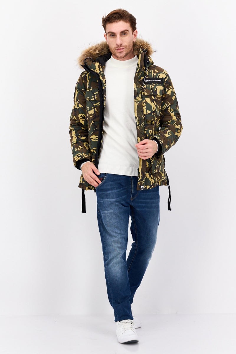 Aape By A Bathing Ape Men Camo Print Quilted Jacket, Camo Green - Image 4