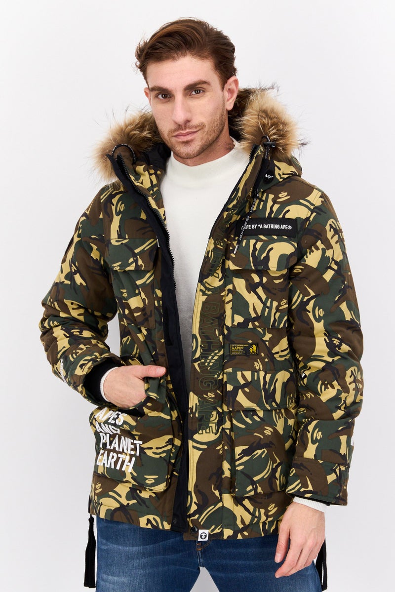 Aape By A Bathing Ape Men Camo Print Quilted Jacket, Camo Green - Image 1