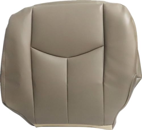 NLQR Front Driver Side Bottom Replacement Seat Cover Medium Neutral Tan 522 Microfiber Leather Compatible with Chevy Silverado Avalanche GMC Sierra 2003 2004 2005 2006 2007