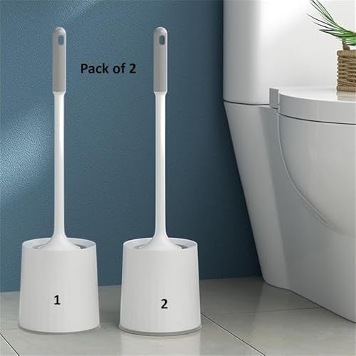 Clyton Pack Of 2 Toilet Cleaning Brush And Holder Set Free Stand Long Handle Bathroom Sleek Toilet Bowl Cleaner Brush With Stand, Pot Commode Bathroom Cleaning Scrubber Brushes Plastic Bristles - Image 2