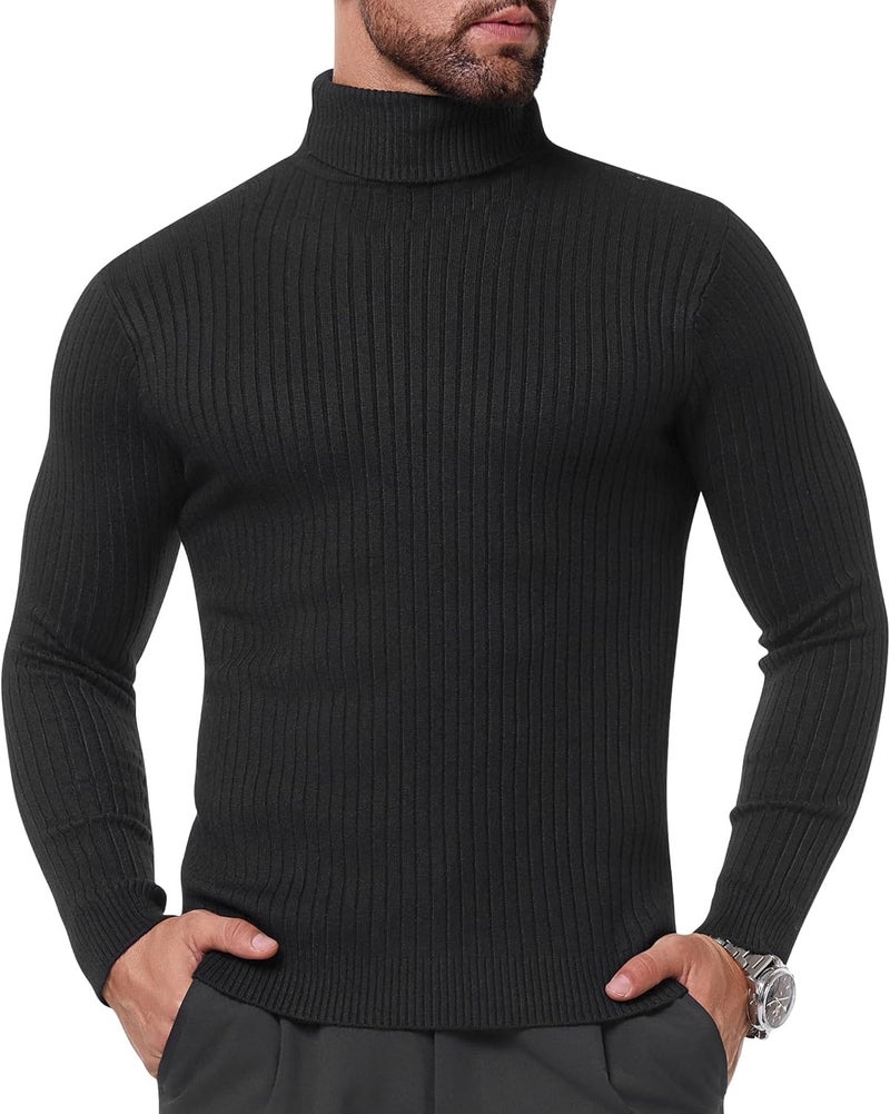 NORTHWIND Men's High Turtle Neck Cotton T-Shirt (Black, Large) - Image 4