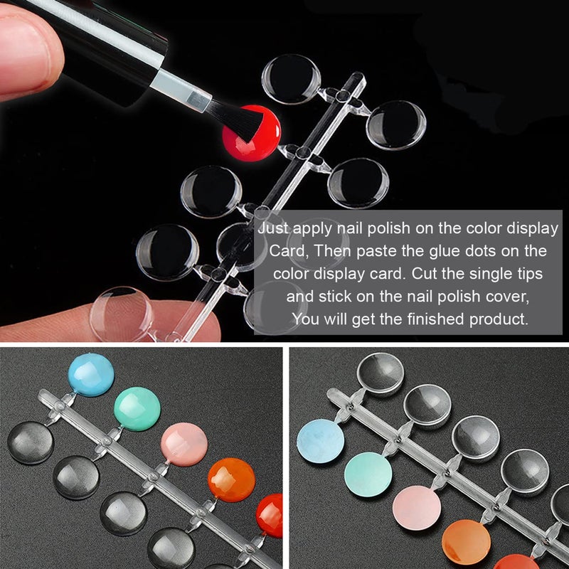 JASSINS 120pcs Color Display Tips, Clear Nail Art Display Chart Nail Polish Swatches Dots with Adhesive Sticker for Nail Polish - Image 5