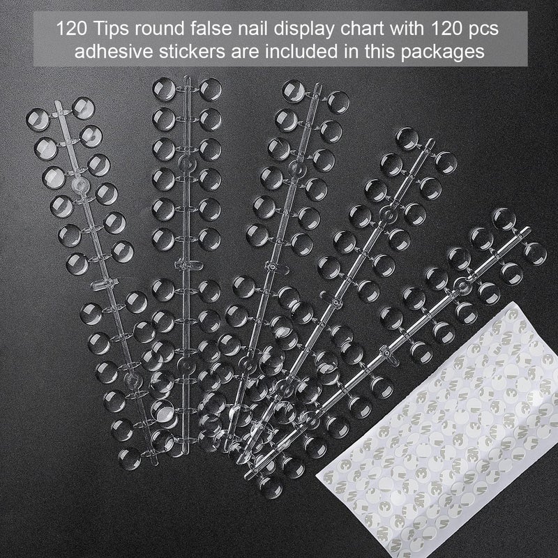 JASSINS 120pcs Color Display Tips, Clear Nail Art Display Chart Nail Polish Swatches Dots with Adhesive Sticker for Nail Polish - Image 2