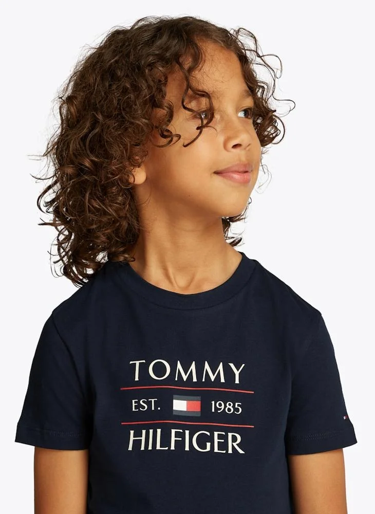 تومي هيلفيغر Kids Logo Flag Short Sleeve T-Shirt