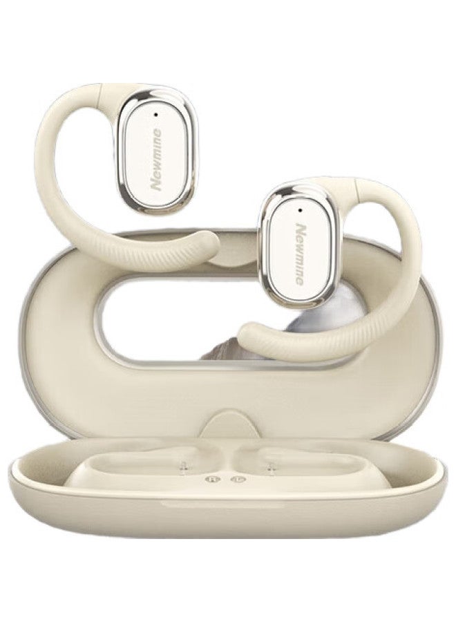 Ly27 [Berlin Voice] Bone Conduction Open-Concept Bluetooth Headphones, Wireless, Non-In, Ear-Hook Style, For Sports And Running, Long Battery Life, Compatible With Apple And Huawei, Warm White