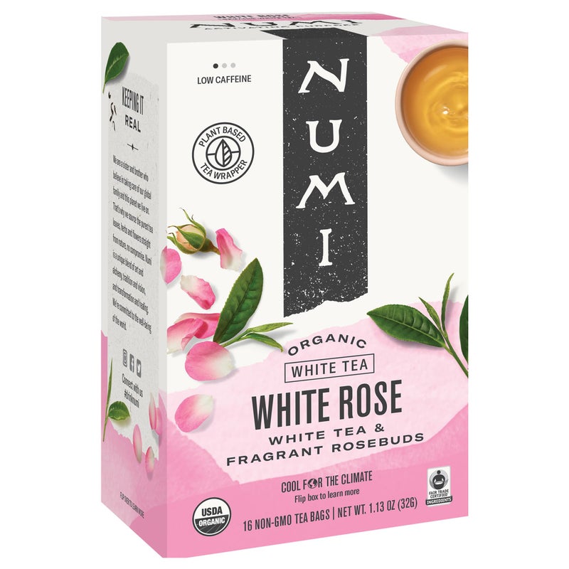 Numi Tea Organic Tea White Rose, Full Leaf White Tea (6x16 Bag)