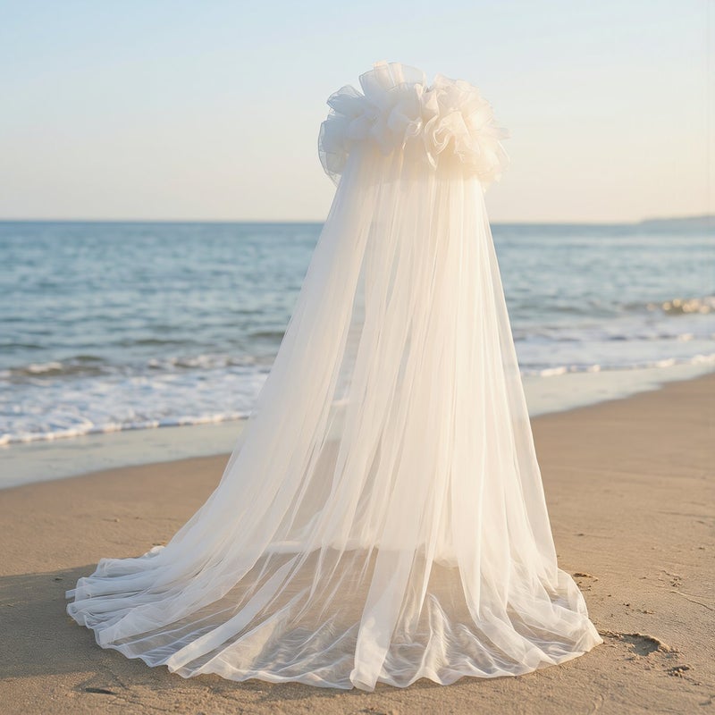 Long Sheer Hooded Tulle Cape 185cm for Halloween Wedding Stage Cosplay Party - Image 3