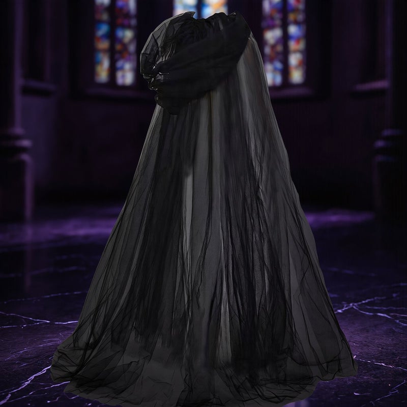 Long Sheer Hooded Tulle Cape 185cm for Halloween Wedding Stage Cosplay Party - Image 4