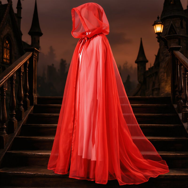 Long Sheer Hooded Tulle Cape 185cm for Halloween Wedding Stage Cosplay Party - Image 2