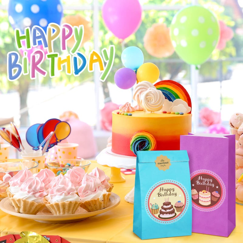 BagDream 60Pcs Assorted Gift Bags #4 5x2.95x9.45 Inches Paper Treat Party Favors for Wedding, Baby Shower, Small Birthday - 4LB Rainbow Snack Bags - Image 4