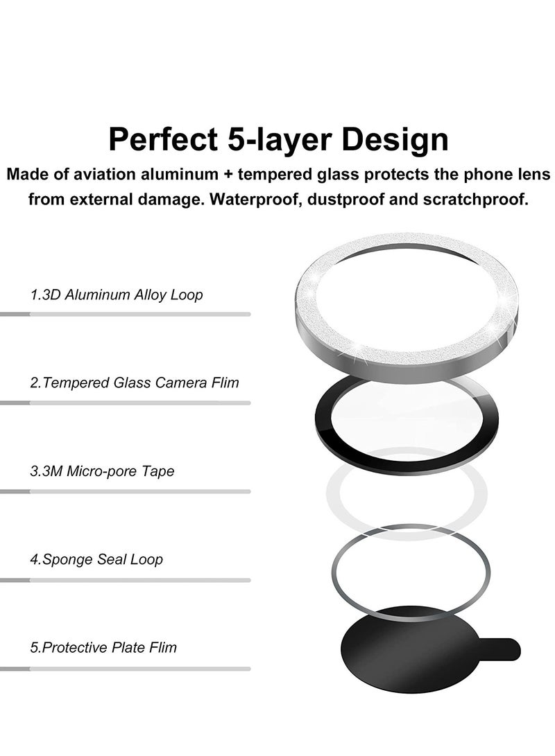 ELTRAZONE iPhone 14 Pro 6.1 inch / 14 Pro Max 6.7 inch Camera Lens Protector, Camera Cover Tempered Glass for iPhone 14 Pro Max/for iPhone 14 Pro [Glitter Diamonds] - Silver - Image 5