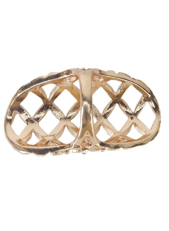 CJESLNA Fashion Punk Style Rhinestone Hollow Fingers Ring-Golden - Image 5