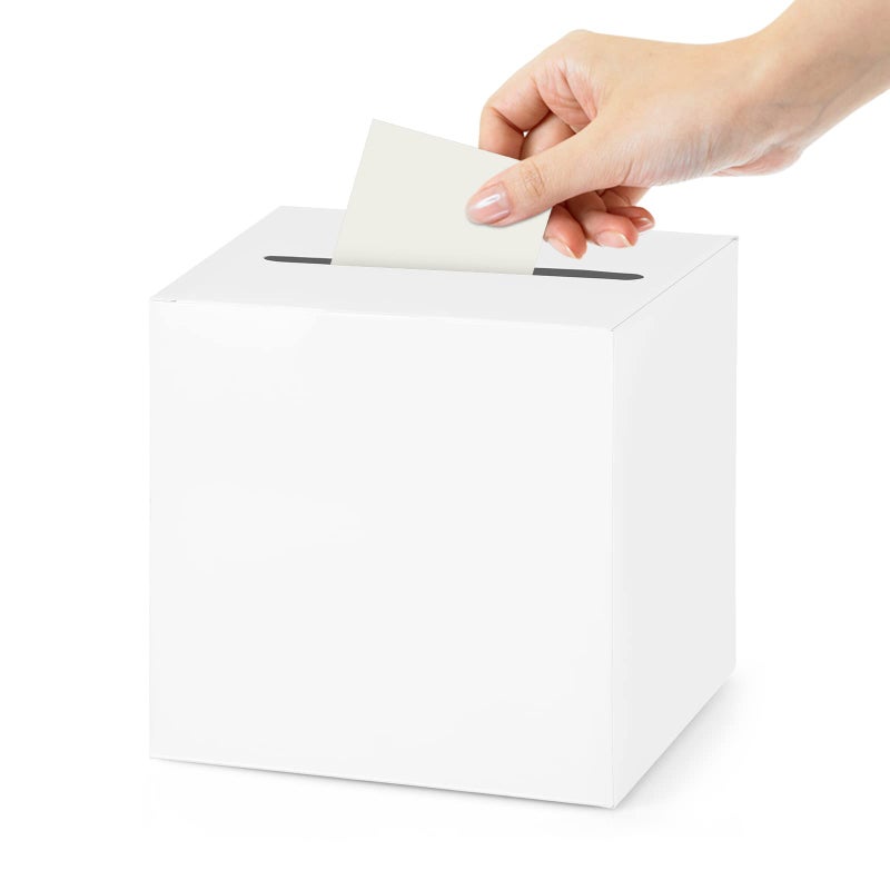 Hxezoc White Card Box Wedding Favors Post Box Cardboard Receiving Money Box Holder for Wedding Reception, Baby Showers, Anniversary, Birthday Party, Graduation Table Centerpiece Decorations - Image 1