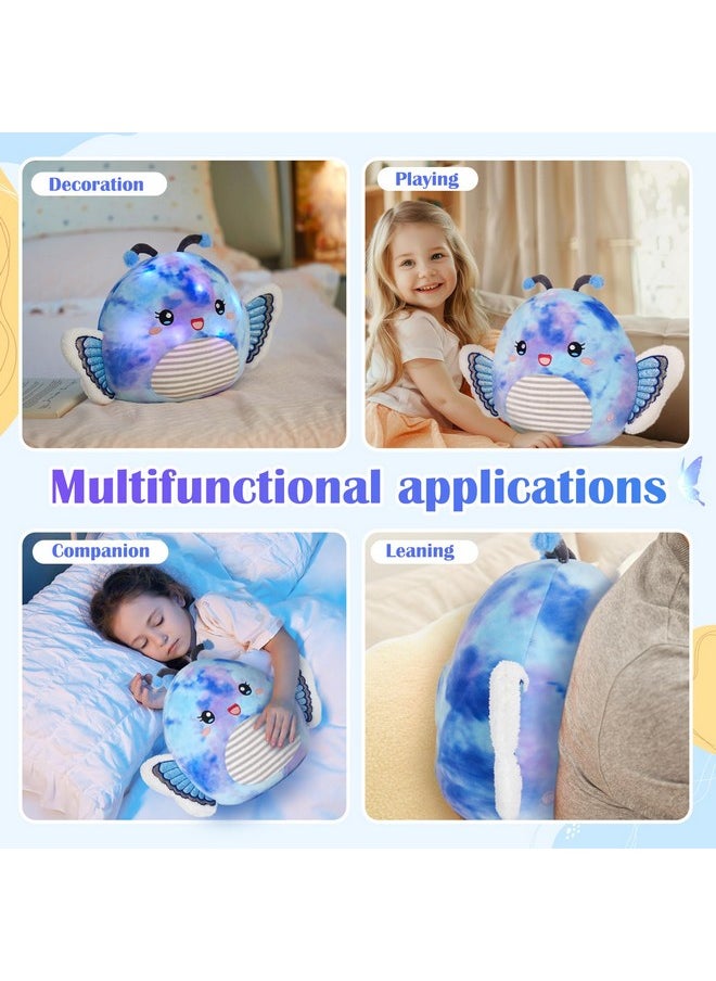 Houwsbaby - 12” Blue Light Up Butterfly Plush Pillow With Led Blue Butterfly Stuffed Animal Plush Toy Plushie Toy Squishy Pillow Birthday Christmas Valentine Presents For Kids Boys Girls - Image 1