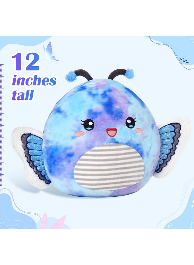 Houwsbaby - 12” Blue Light Up Butterfly Plush Pillow With Led Blue Butterfly Stuffed Animal Plush Toy Plushie Toy Squishy Pillow Birthday Christmas Valentine Presents For Kids Boys Girls - Image 1