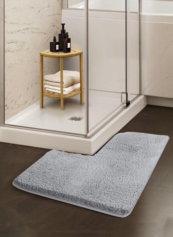 Funvalley Surperfect Corner Shower Mat - Microfibre L-Shaped Bath Mat | Supersoft, Ultra Absorbent & Non-Slip | Fits Corner Showers - Inner Dimensions 80x80cm | Ideal for Bathroom Floors - Image 1