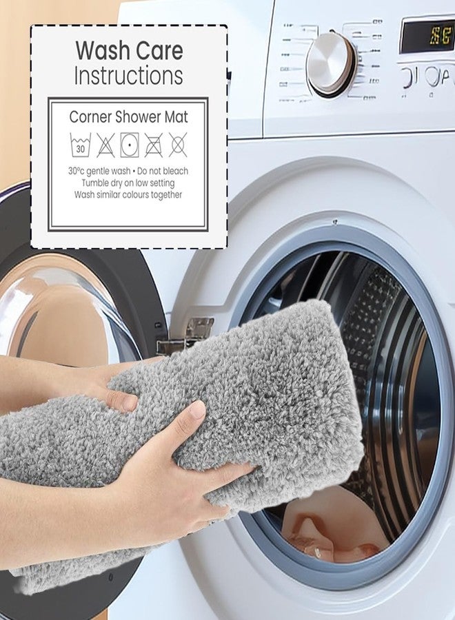 Funvalley Surperfect Corner Shower Mat - Microfibre L-Shaped Bath Mat | Supersoft, Ultra Absorbent & Non-Slip | Fits Corner Showers - Inner Dimensions 80x80cm | Ideal for Bathroom Floors - Image 4