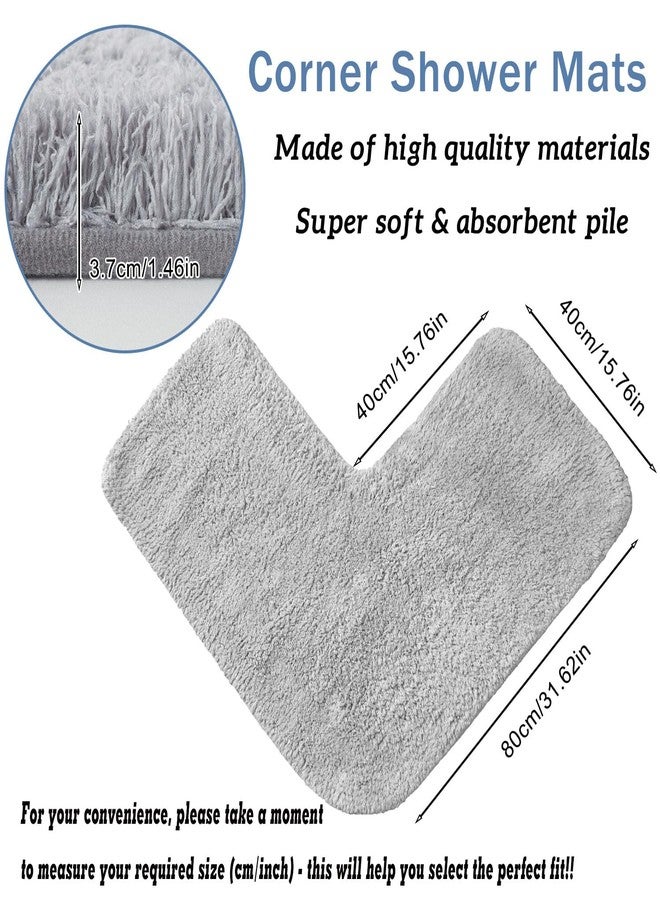 Funvalley Surperfect Corner Shower Mat - Microfibre L-Shaped Bath Mat | Supersoft, Ultra Absorbent & Non-Slip | Fits Corner Showers - Inner Dimensions 80x80cm | Ideal for Bathroom Floors - Image 2