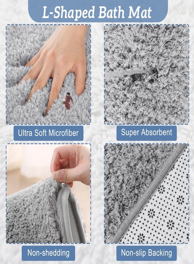 Funvalley Surperfect Corner Shower Mat - Microfibre L-Shaped Bath Mat | Supersoft, Ultra Absorbent & Non-Slip | Fits Corner Showers - Inner Dimensions 80x80cm | Ideal for Bathroom Floors - Image 3