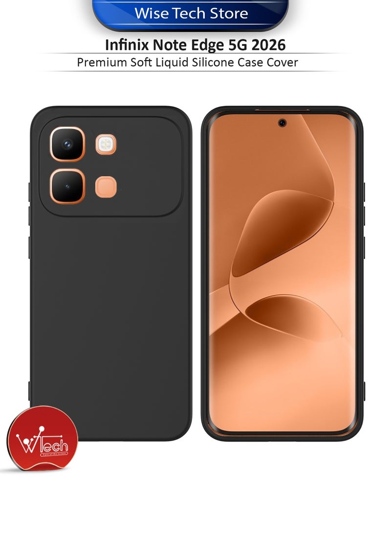 دبليو تيك غطاء حماية من السيليكون السائل الناعم الفاخر لهاتف Infinix Note Edge 5G 2026 (MCRPSN) - أسود - Image 1