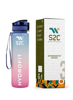S2C Water Bottles 1L with Times to Drink and Straw, Motivational Water Bottle for kids Leakproof Drinking Sports Water Bottle for Fitness, Gym & Outdoor  - Image 1