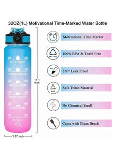 S2C Water Bottles 1L with Times to Drink and Straw, Motivational Water Bottle for kids Leakproof Drinking Sports Water Bottle for Fitness, Gym & Outdoor  - Image 2