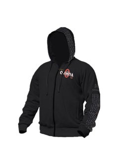 Generic Autumn Mens Sweatshirt Long Sleeve Fitness Sport Jacket Cotton Printed Zipper Top Cross-border New Arrival Black Black Letters 