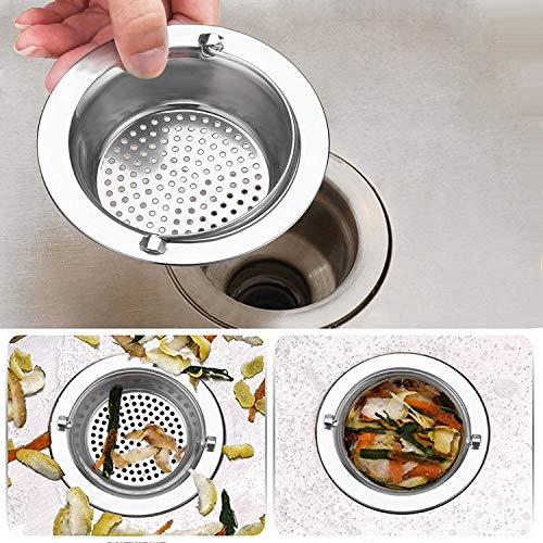 Giffy Durable, Strong, Stainless Steel Sink Strainer with Handle & 2mm Small Holes, Kitchen Drain Basin Basket Filter Stopper Sink Drainer, for Home Office Hotel 11cm - Image 2