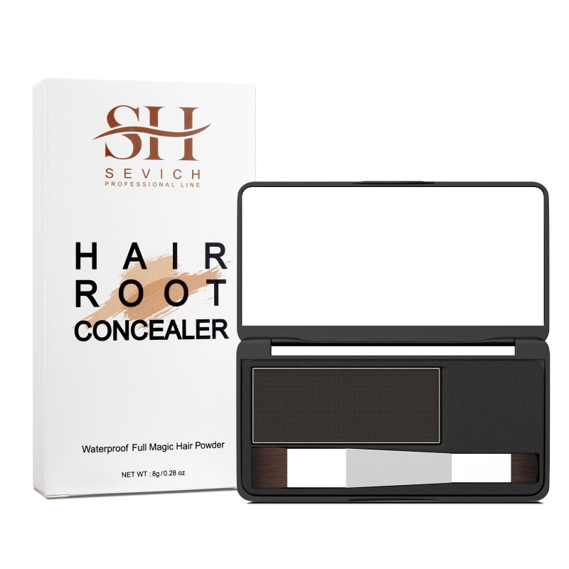 SEVICH Hair Root-Touch-Up, Hairline Shadow Instantly Hair Powder Shadow, Quick Cover Grey Hair Root Concealer with Brush, 8g Dark Brown