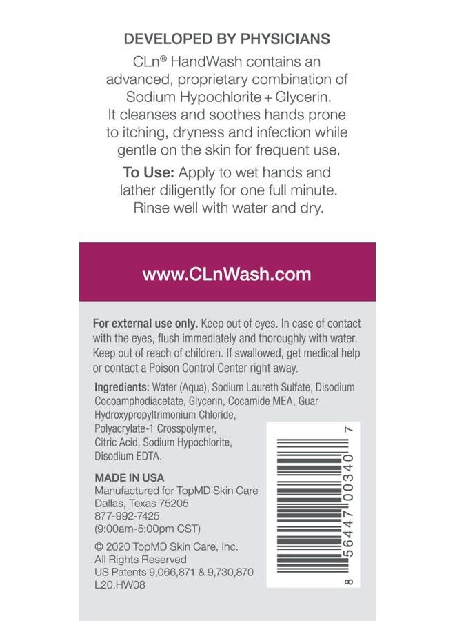 cln HandWash - Hygiene for Hands with Sensitive Skin, Eczema, Itching or Infection - (8 fl oz) Soap - Image 2