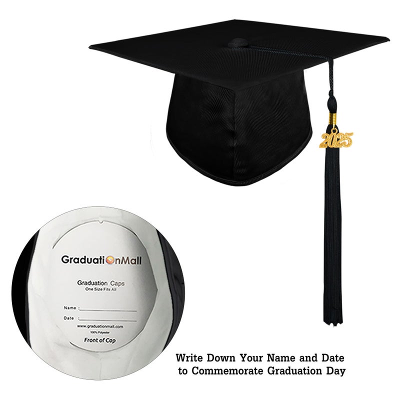 GraduationMall Shiny Graduation Cap and Gown with 2025 Tassel for High School and Bachelor Black 51(5'6"-5'8") - Image 5