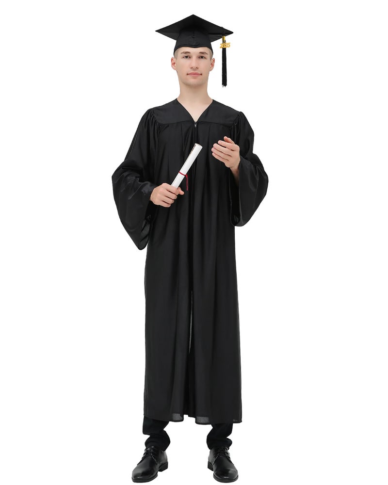GraduationMall Shiny Graduation Cap and Gown with 2025 Tassel for High School and Bachelor Black 51(5'6"-5'8") - Image 3