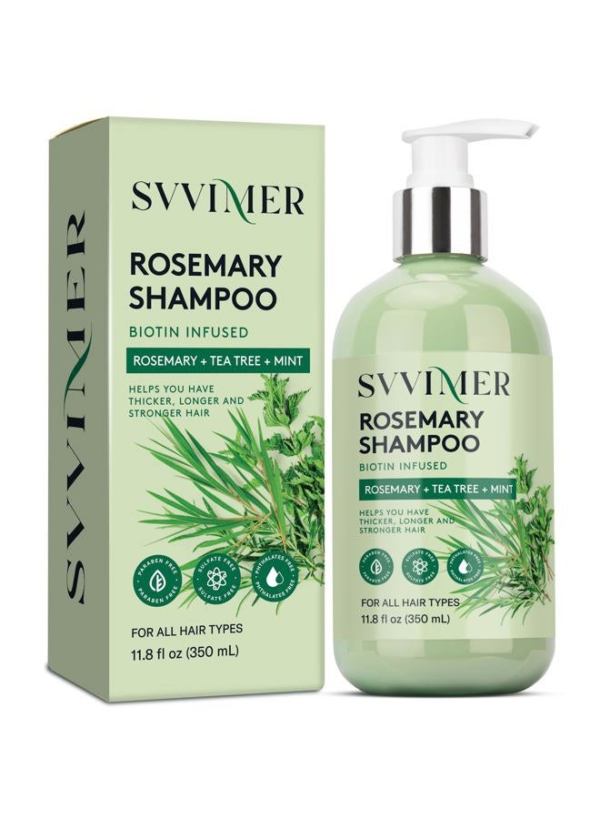 Svvimer Rosemary Hair Growth Shampoo: Thickening and Regrowth Formula for Men and Women - Rosemary Mint Strengthening Shampoo with Tea Tree Oil Bition - For Thinning Hair and Hair Loss 11.8 fl.oz - Image 1