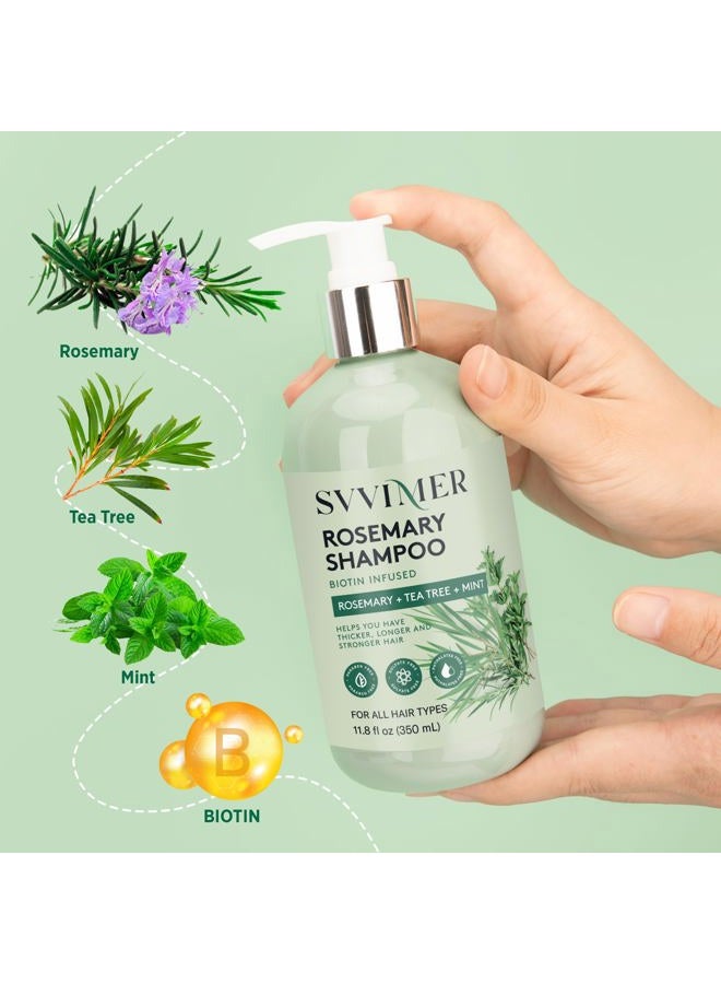 Svvimer Rosemary Hair Growth Shampoo: Thickening and Regrowth Formula for Men and Women - Rosemary Mint Strengthening Shampoo with Tea Tree Oil Bition - For Thinning Hair and Hair Loss 11.8 fl.oz - Image 3