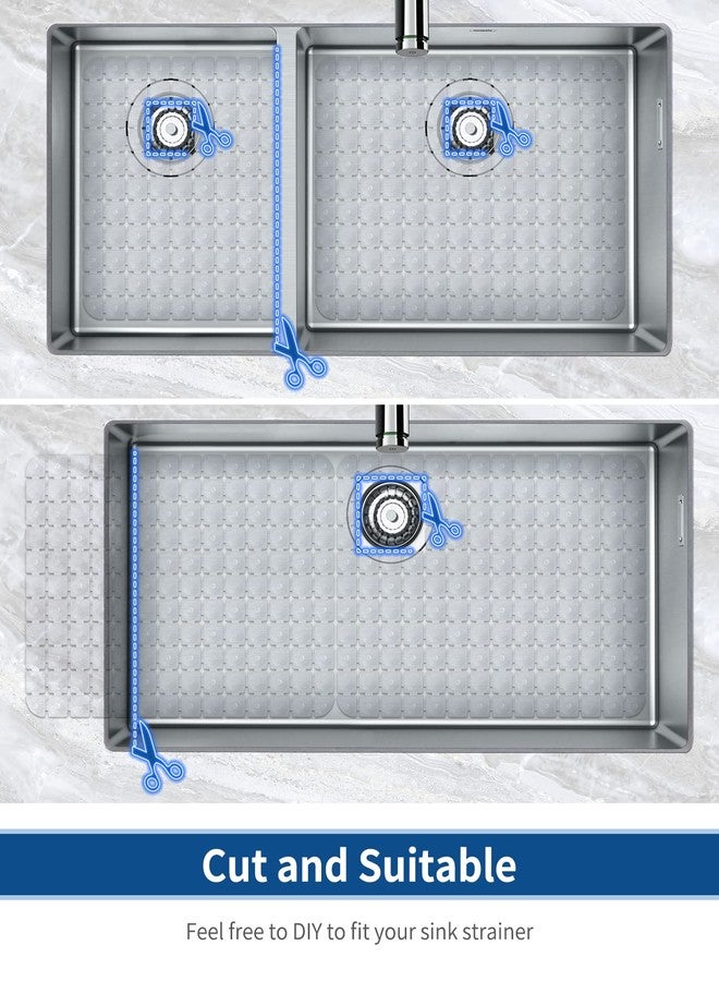 Bligli Sink Mat for Stainless Steel/Ceramic Sinks, 15.7x11.8 inches PVC Sink Protectors for Bottom of Kitchen Sink, Dishes and Glassware drain Mats, Durable and Fast Draining (Transparent) - Image 3