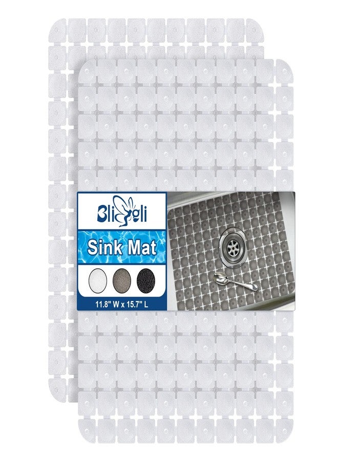 Bligli Sink Mat for Stainless Steel/Ceramic Sinks, 15.7x11.8 inches PVC Sink Protectors for Bottom of Kitchen Sink, Dishes and Glassware drain Mats, Durable and Fast Draining (Transparent) - Image 1