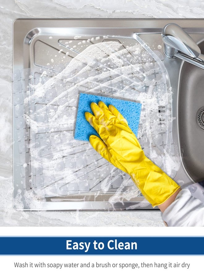 Bligli Sink Mat for Stainless Steel/Ceramic Sinks, 15.7x11.8 inches PVC Sink Protectors for Bottom of Kitchen Sink, Dishes and Glassware drain Mats, Durable and Fast Draining (Transparent) - Image 5