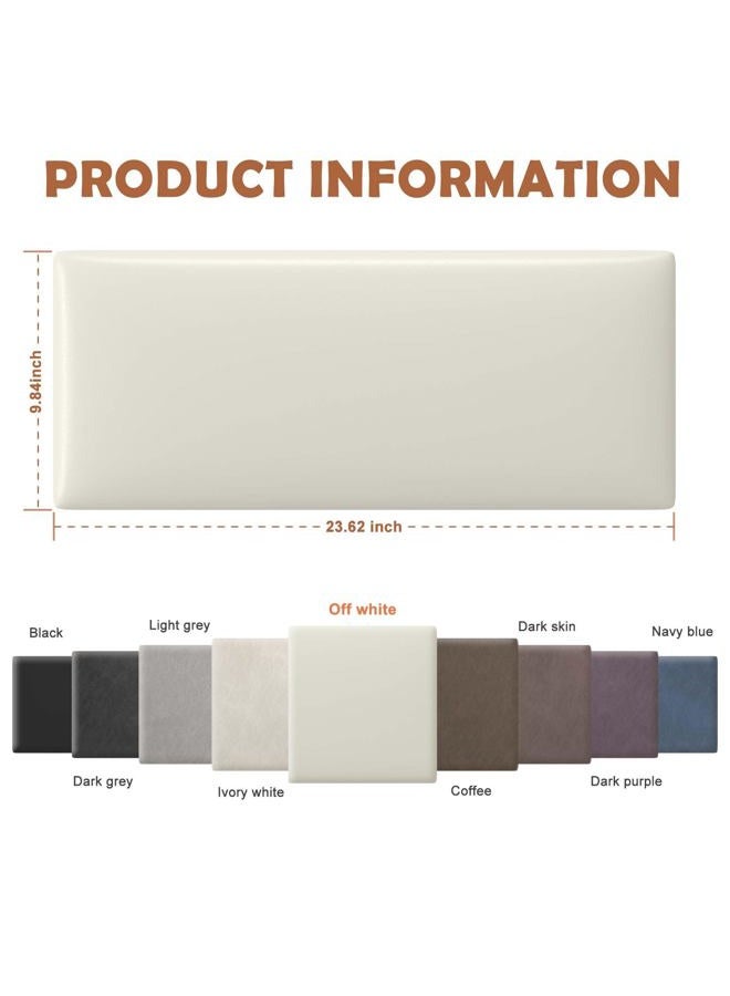 IFNOW Wall Mounted Upholstered Headboard Full, 3D Peel and Stick Soundproof Wall Panels, Reusable and Removable Padded Headboard Leather Bed, 6 Panels 9.84" x 23.62", Beige - Image 2