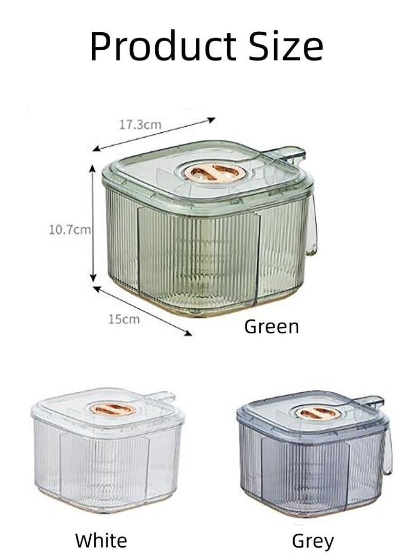 KASTWAVE Kitchen Spice Box,Seasoning Organizer Box,4 Compartments Sealed Clear Seasoning Box With Lid,Seasoning Box with Cover and Serving Spoons,Condiment Jars,Plastic Seasoning Box Container Set - Image 3