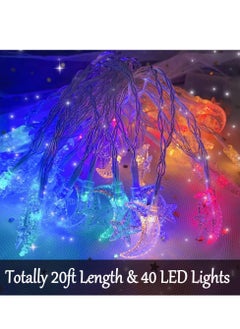 بيوينتي 4 قطع 3 متر 20 مصباح LED زينة رمضان على شكل نجمة وقمر لحفلات القمر الجديد وحفلات الزفاف ومناسبة للغرفة والمبيت وغرفة المعيشة (اللون)  - Image 5