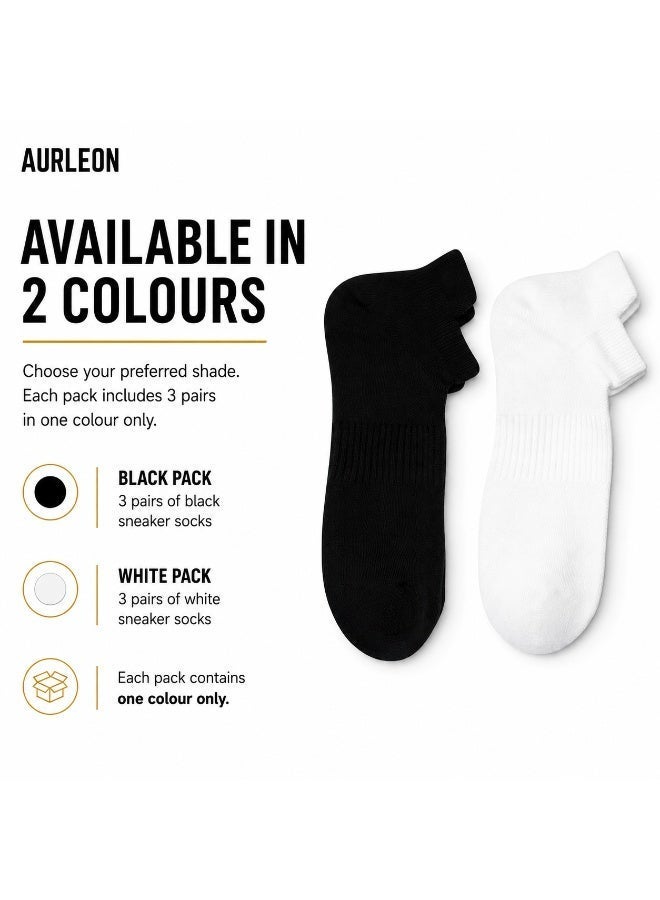 Aurleon 89% Cotton Cushioned Ankle Socks – 3 Pack – Arch Support - Image 4