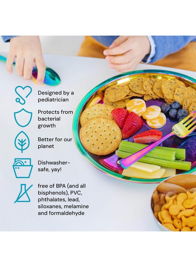 Ahimsa Stainless Steel Kids Utensils - Kids Fork and Spoon Set, Pediatrician Designed Rainbow Silverware Set, 100% BPA Free & Dishwasher Safe (Rainbow) - Image 2
