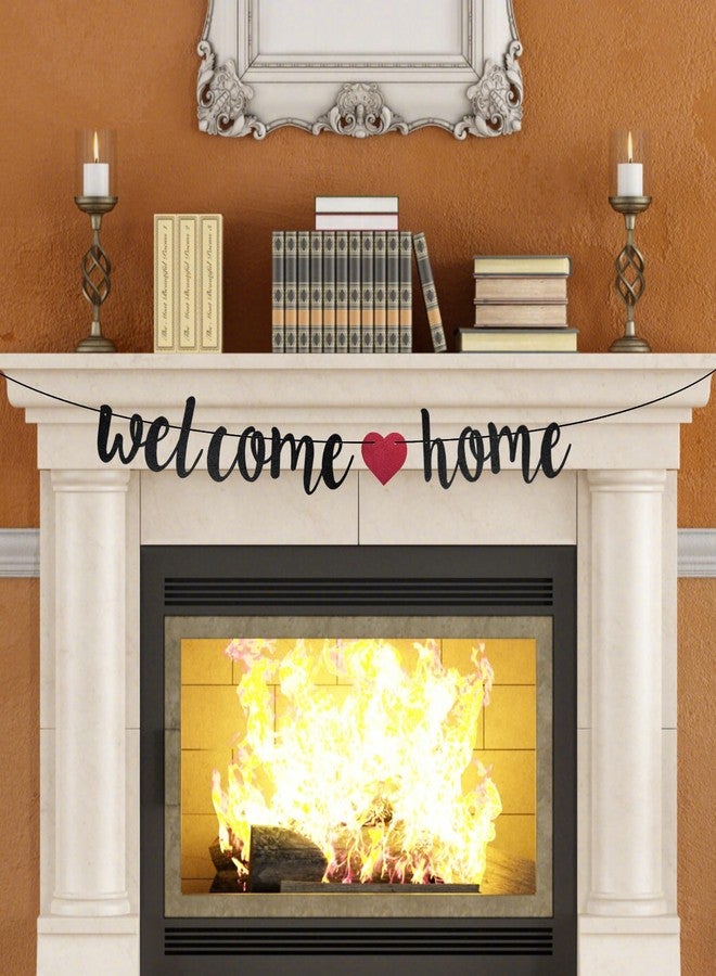 ATCYMI Welcome Home Banner Small Black Glitter Homecoming Party Sign Decors for Military Army Homecoming, Family Theme Party Supplies - Image 2